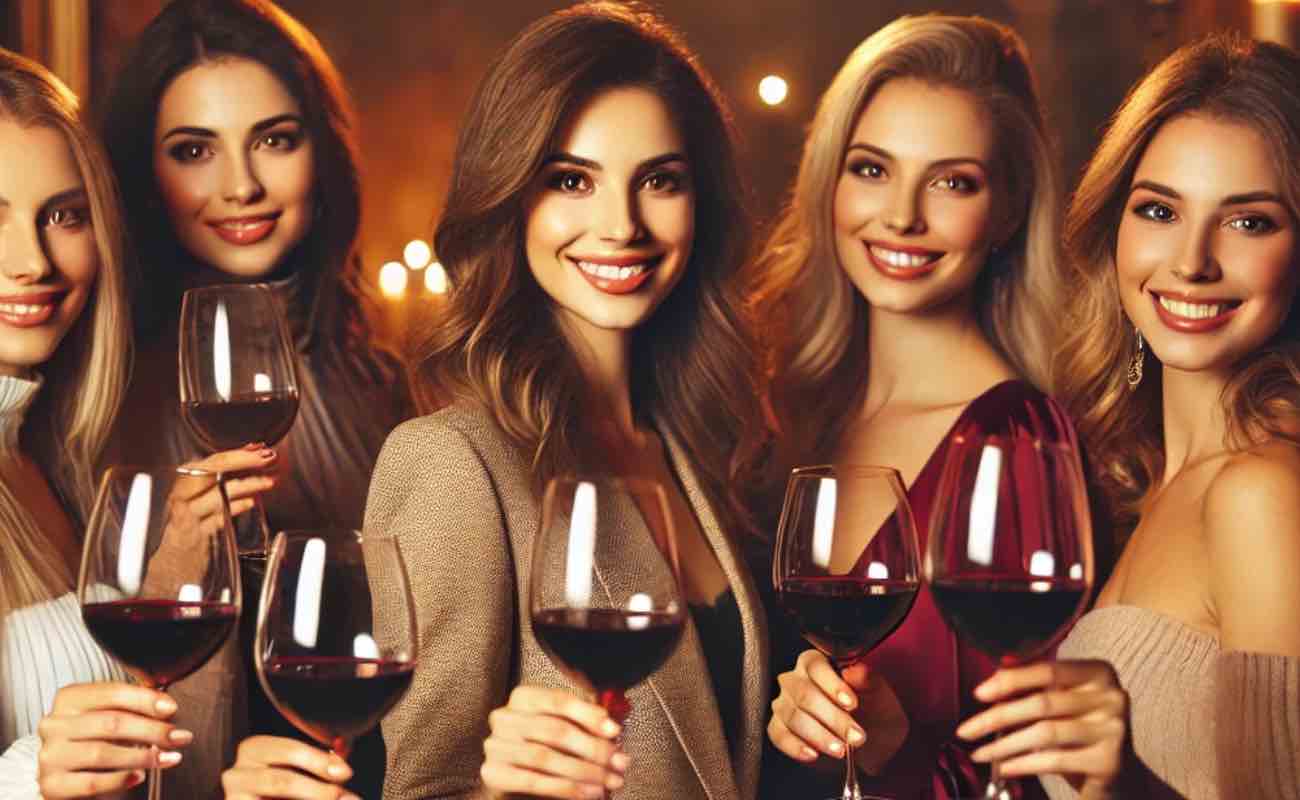 Donne che bevono un bicchiere di Vino...