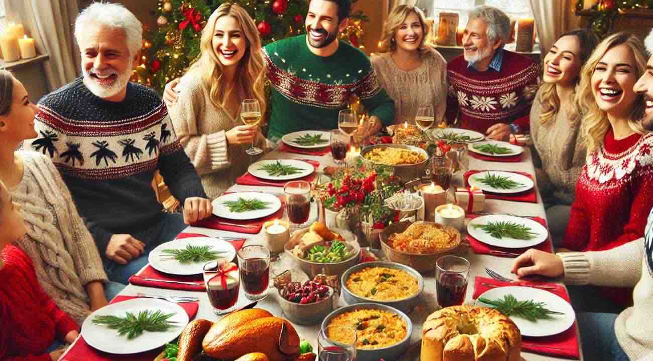 Famiglia al pranzo di Natale