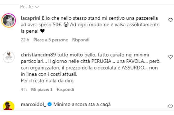 scontrino eurochocolate reazioni