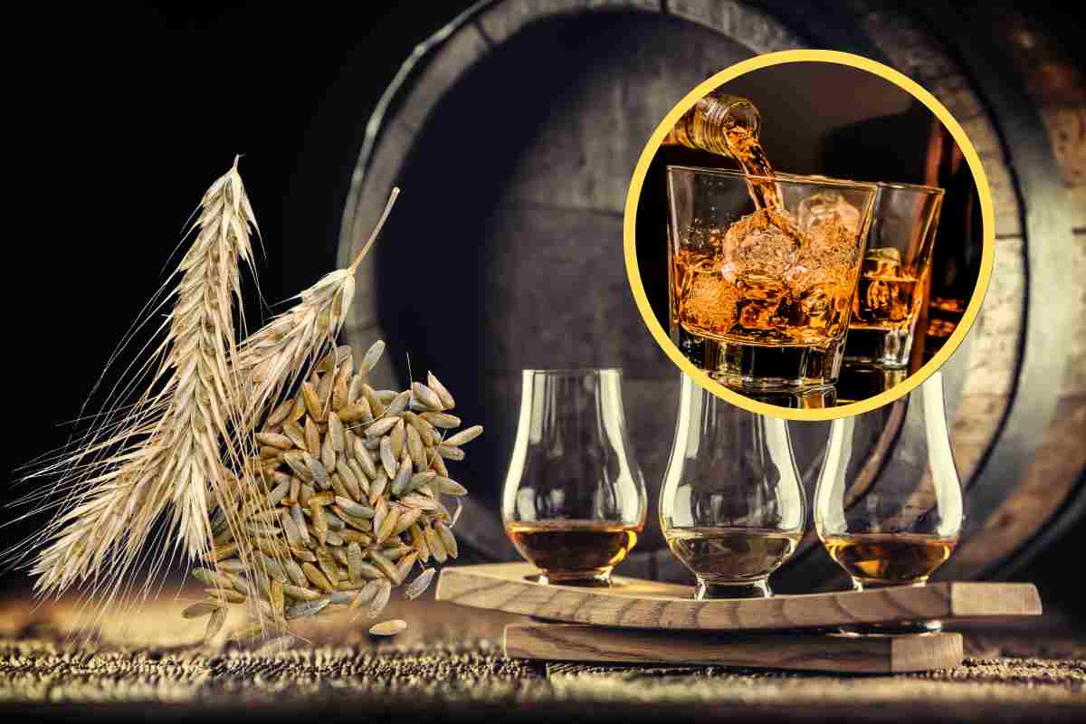 Una botte di whisky e dei calici