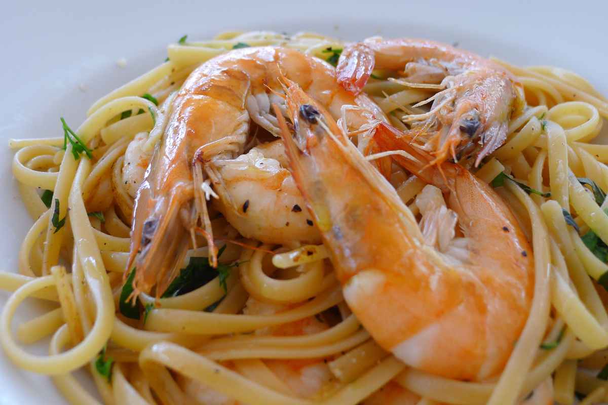 Linguine con scampi